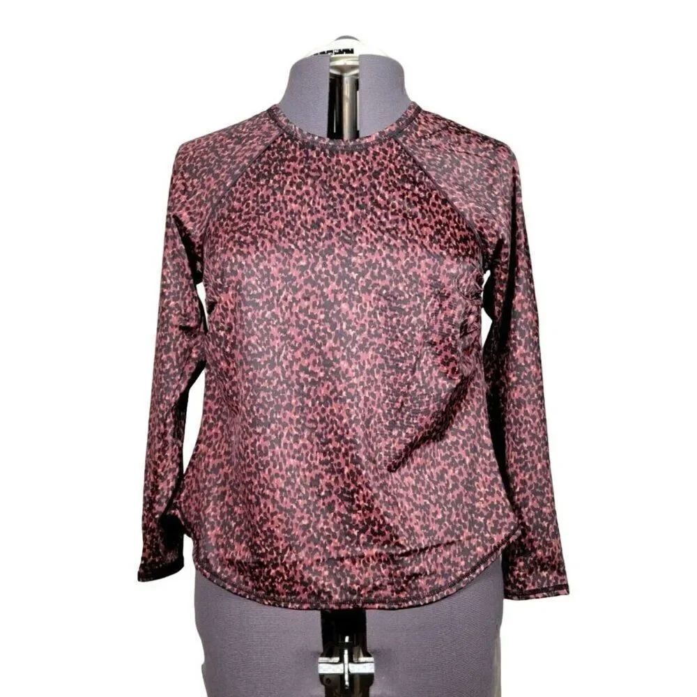 All in Motion Women's Long Sleeve Animal Print Rash Guard Sz 24W